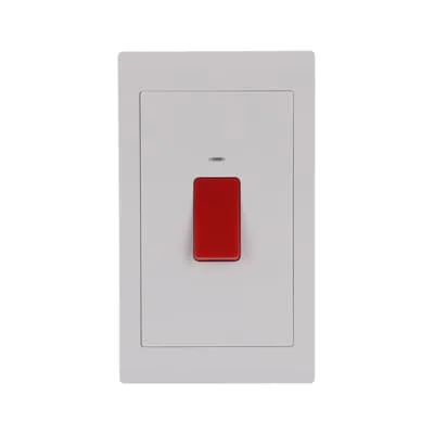 ABB Inora BL143 white 1 gang 45A double pole switch with illumination official product image