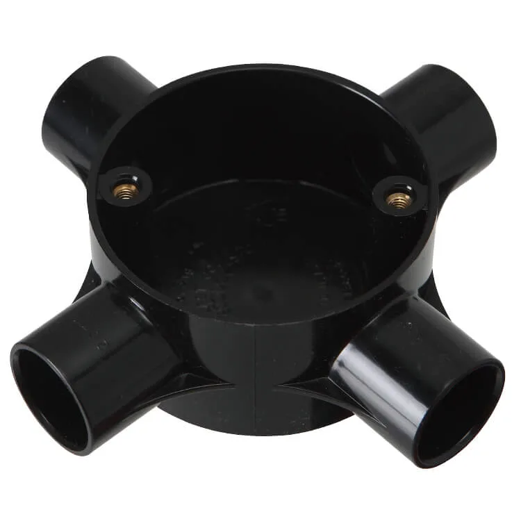 ERA MED009 black four-way intersection circular PVC-U conduit box