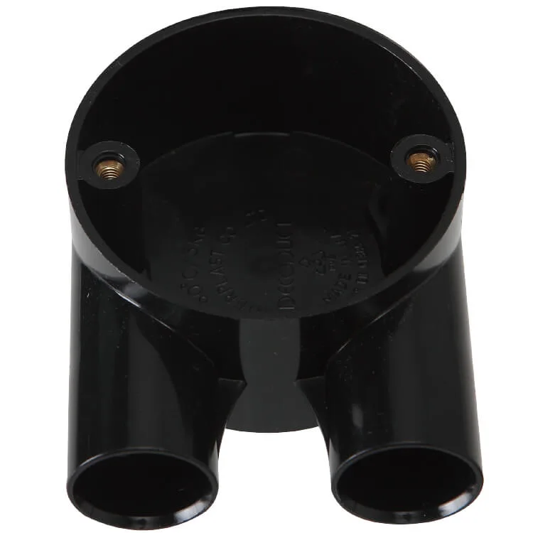ERA MED011 black two-way U circular PVC-U conduit box
