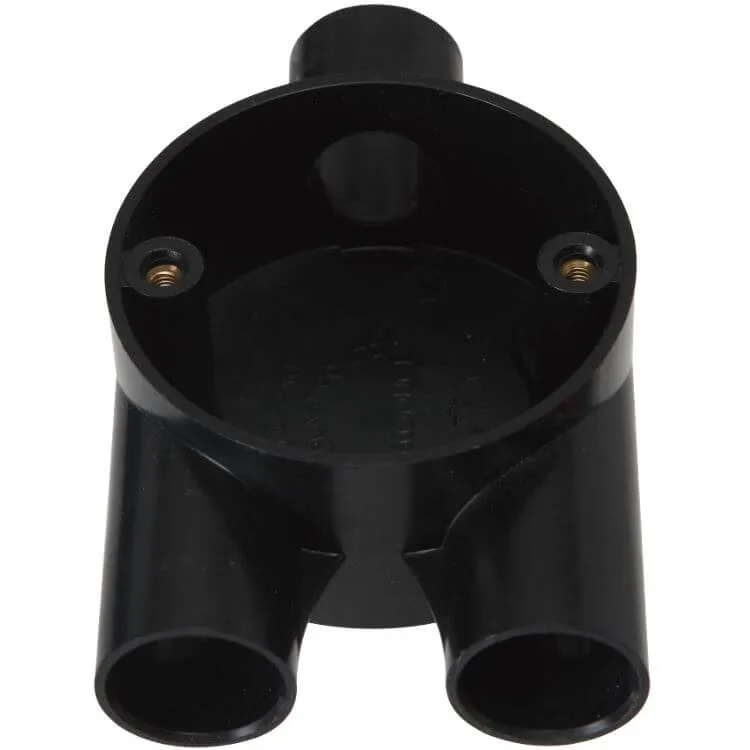 ERA MED012 black three-way Y circular PVC-U conduit box
