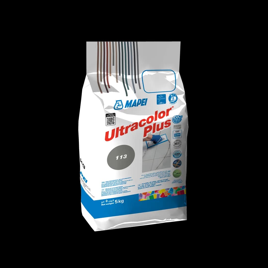 Mapei Ultracolor Plus 113 Cement Grey fast-setting tile grout 5 kg bag