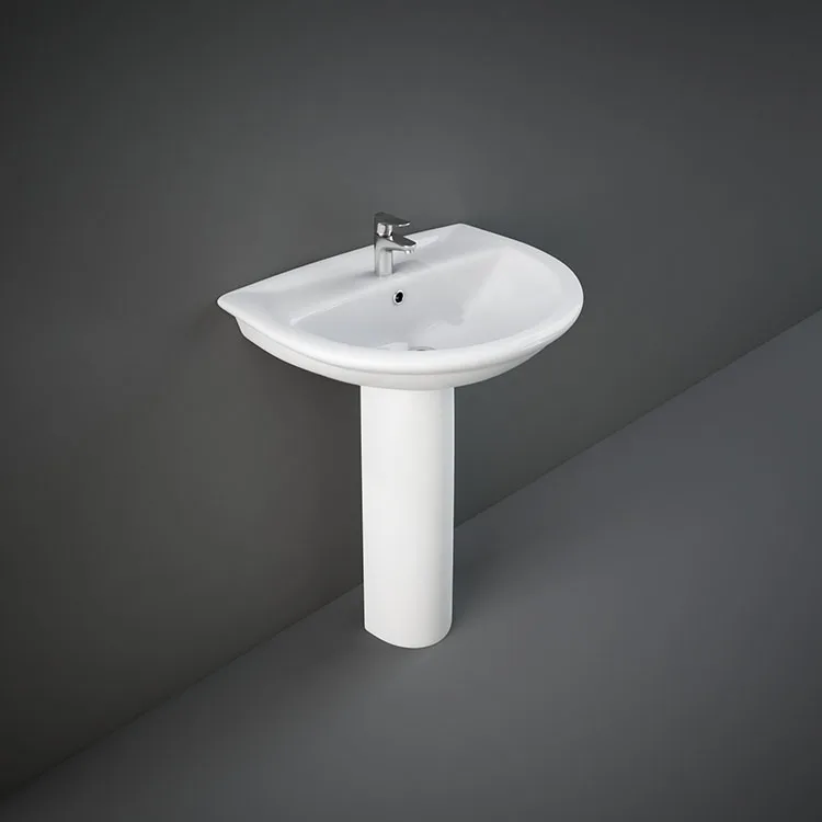 RAK-Karla Alpine White 600 x 485 mm pedestal wash basin set official product image