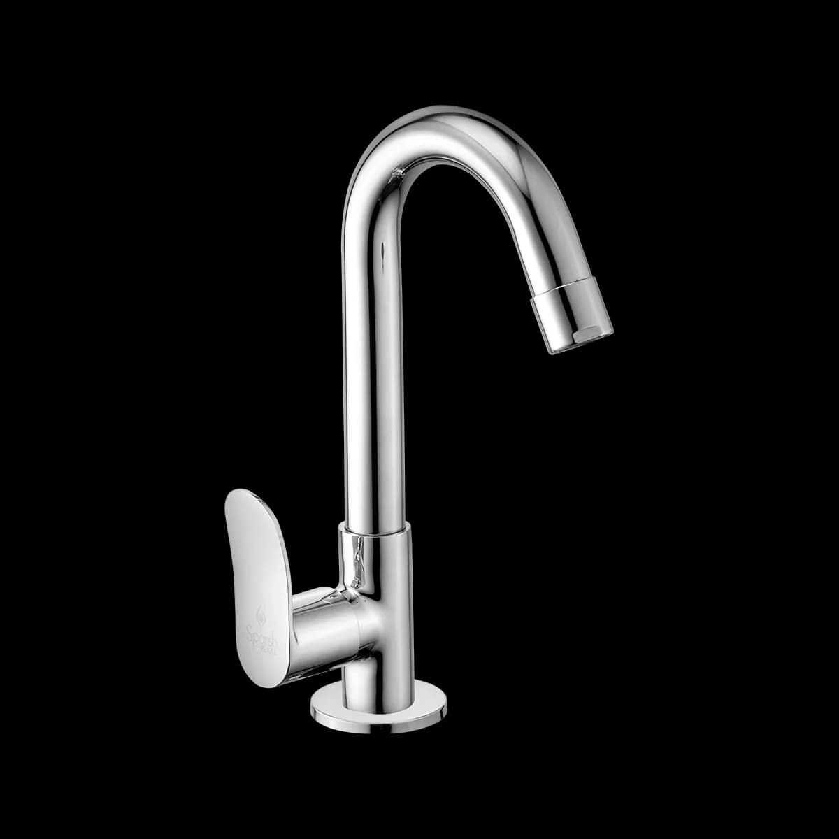 Sparsh Pearl ELENA ELN-2717 Chrome basin-mounted swan-neck pillar cock official product image