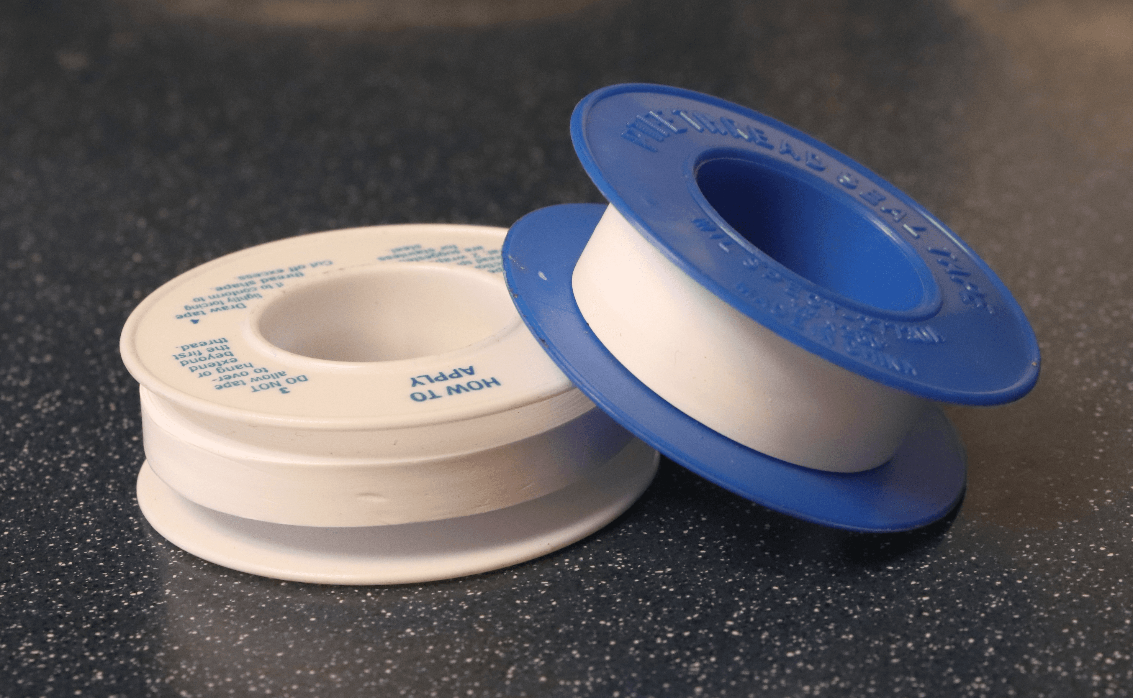 White PTFE thread-sealing tape on two plastic reels — reference photo, not the exact supplied product